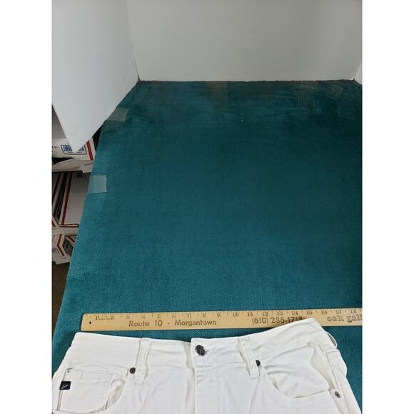 Kan Can Jeans Size 13 Womens White Stretch Fray Hem Pants Mid Rise Ladies Ankle - Picture 9 of 13